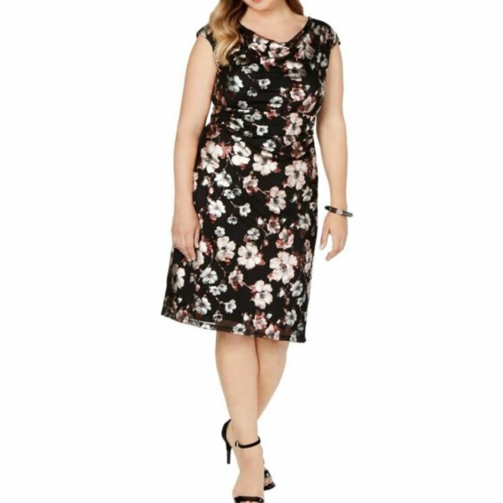 Connected Apparel Metallic Floral Dress, 14P